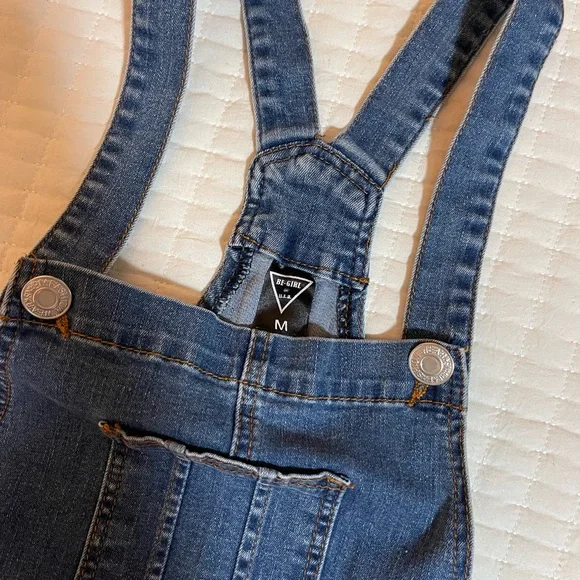 Denim Overall Midi Dress with Adjustable Straps - Picture 3 of 11